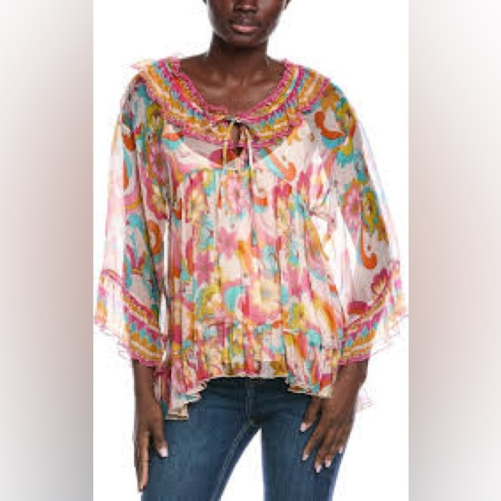 JOHNNY WAS BEAUTIFUL GAL RUFFLE TIE BLOUSE
PERFECT FOR SUMMER DAY - Picture 6 of 6